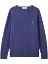 Pringle Of Scotland Wool V-neck Sweater In Blue