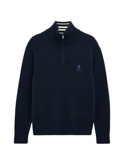 Pringle Of Scotland Zip Polo Shirt In Blue