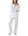 Print Fresh Holiday Cats Long Pajama Set In White