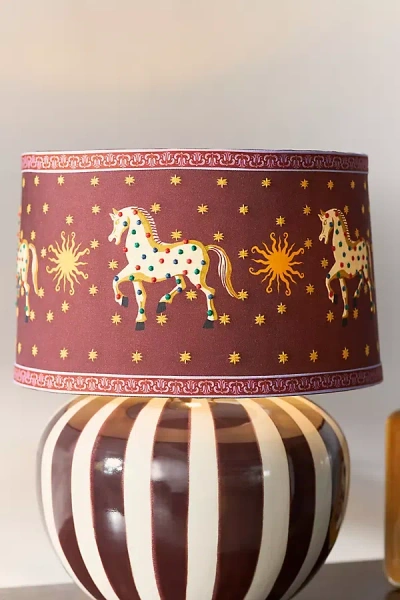 Printed Goods Horse 16" Drum Lamp Shade In Red