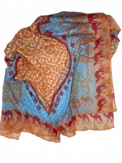 Printed Village Women's Camel Scarf In Orange In Multi