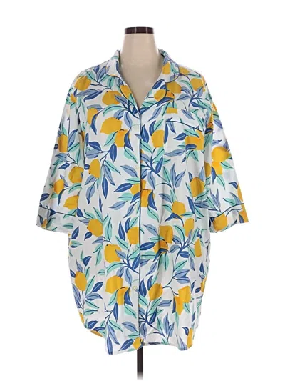 Pre-owned Printfresh 3/4 Sleeve Button Down Shirt In Yellow