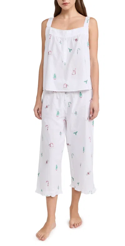 Printfresh Back To Bed Cropped Pants Pj Set Embroidered Sweet Wishes/cld