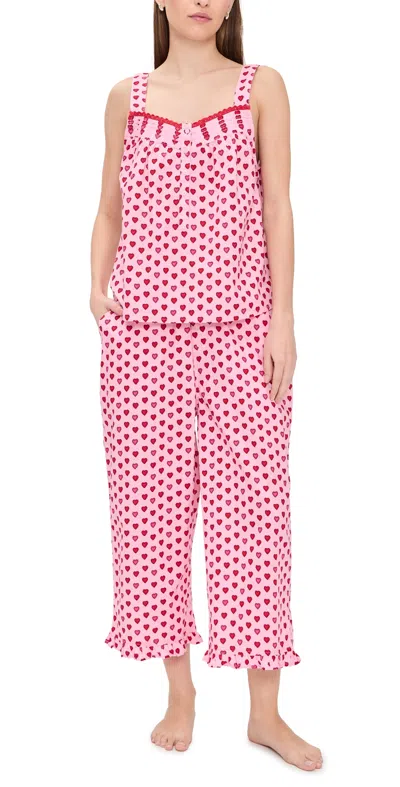 Printfresh Back To Bed Cropped Set Mini Candy Hearts In Pink
