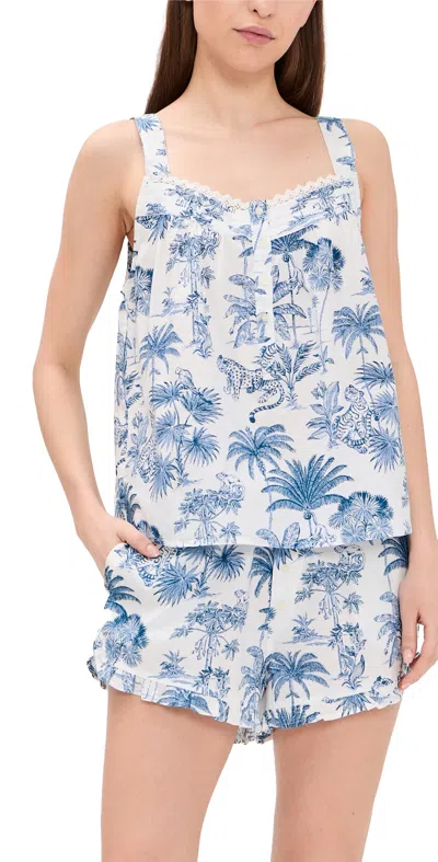 PRINTFRESH BACK TO BED SHORT PAJAMA SET BLUE