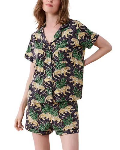 Printfresh Bagheera Knit Short Pajama Set In Green