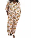 Printfresh Bagheera Long Pajamaj Set - Plus Size In Blush Leopard In Multi