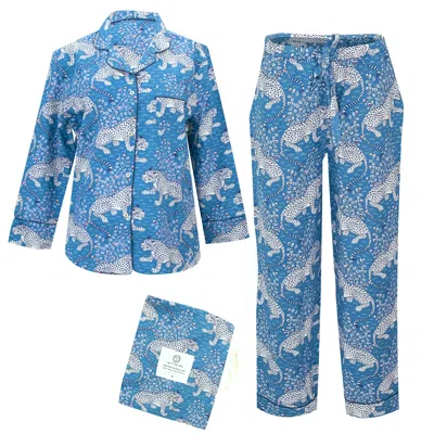 Printfresh Bagheera Long Sleep Set Indigo In Blue