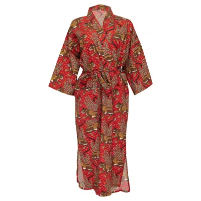 Printfresh Bagheera Robe Scarlet In Red