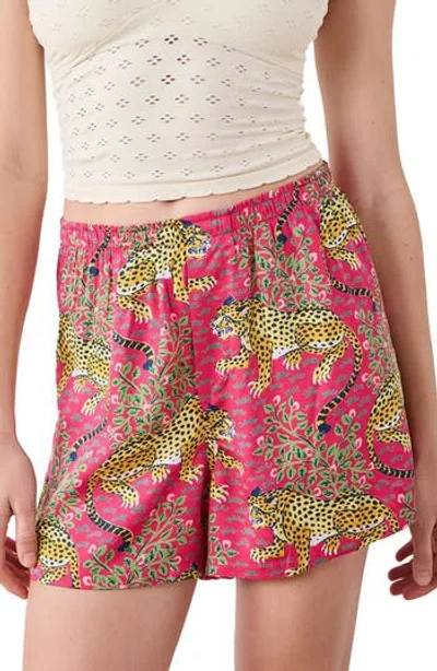 Printfresh Bagheera Satin Boxer Shorts In Hot Pink