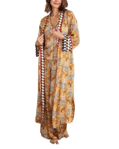 Printfresh Bagheera Satin Robe In Brown