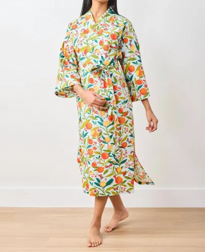 Printfresh Butterfly Grove Long Robe In Soft Blue In Multi