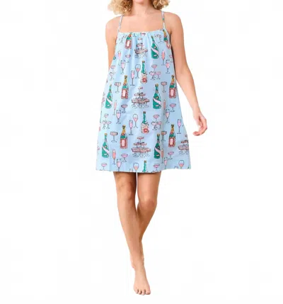 Printfresh Cami Square Neck Nightgown In Champagne Tower Soft Blue