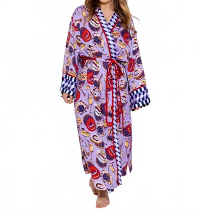 Printfresh Champagne And Caviar Eco Satin Robe In Purple