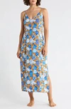 Printfresh Chic To Sleep Satin Nightgown In Brown