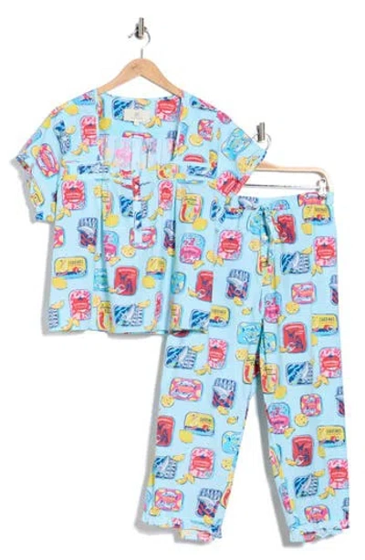 Printfresh Cotton Poplin Pajamas In Blue