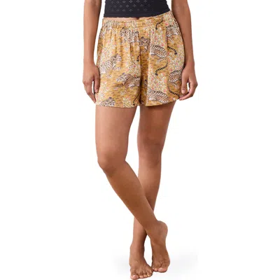 Printfresh Eco Satin Boyfriend Boxer Shorts In Tobacco