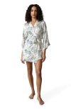 Printfresh Eco Satin Glam Mini Robe In Green