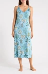 Printfresh Eco Satin Nightgown In Blue