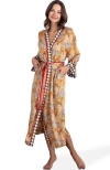 Printfresh Eco Satin Robe In Brown