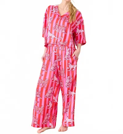 Printfresh Eco Satin Wildest Dreams Set In Leopard Stripes Pink