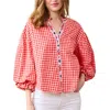 Printfresh Gingham Rosalita Blouse In Picnic Red In Red