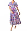 Printfresh Harbour Dress In Geo Floral In Blue