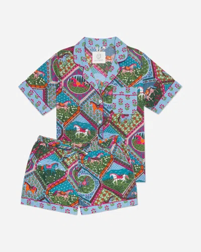 Printfresh High Horse Short Sleep Set Blush Denim In Blue