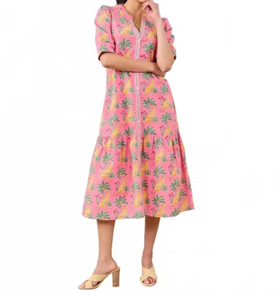 Printfresh Leopard Mirage Brunch Dress In Pink Palace