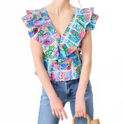Printfresh Lola Blouse In Stain Glass Sea In Multi