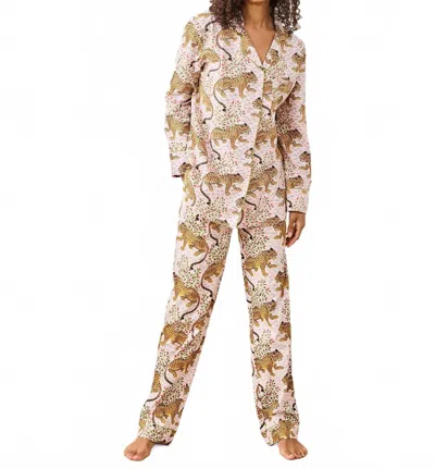 Printfresh Long Pajama Set In Bagheera Blush In Multi