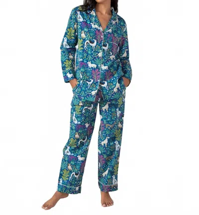 Printfresh Long Pajama Set In Must Love Dogs In Blue