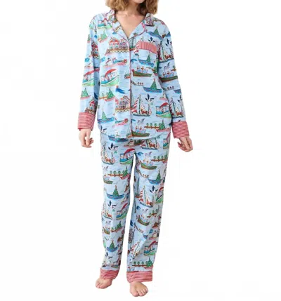 Printfresh Long Pajama Set In Sugarplum Ferry In Blue