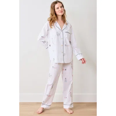 Printfresh Long Pj Set In White