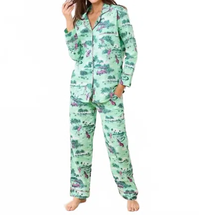 Printfresh Long Sleeve Cotton Pajama Set In Golf Toile Putting Green