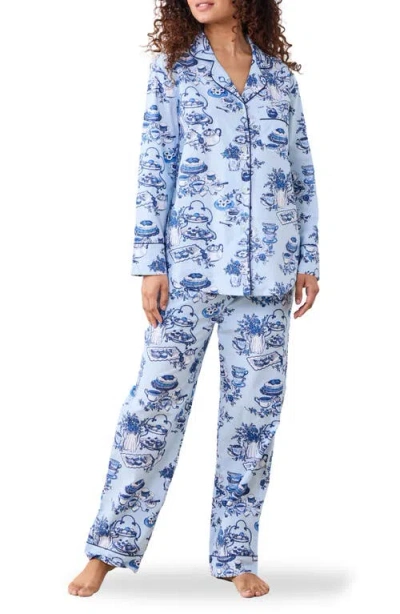 Printfresh Long Sleeve Organic Cotton Pajamas Set In Blue