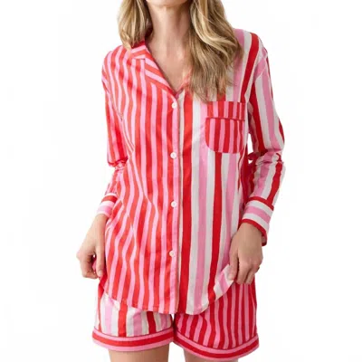 Printfresh Long Sleeve Top & Shorts Set In Red