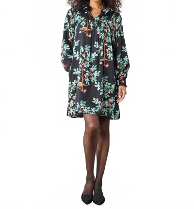 Printfresh Magnolia Dress In Black Multicolor In Green