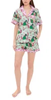 Printfresh Short Organic Cotton Pajamas Set In Green