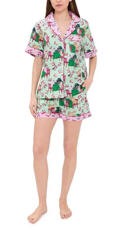 PRINTFRESH MAHJONG SHORT PAJAMA SET PALE JADE