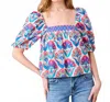 Printfresh Margot Square Neck Blouse In Multicolor In Multi