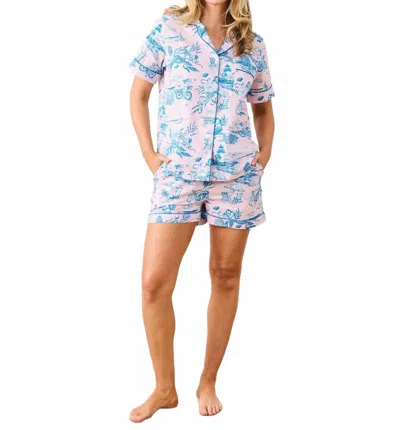 Printfresh Mermaid Tolie Pajama Short Sleeve Top In Blush In Multi