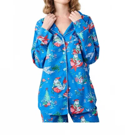 Printfresh Poplin Long Sleep Set - Nutcracker Dreams - Vista Blue - Xl Talbots