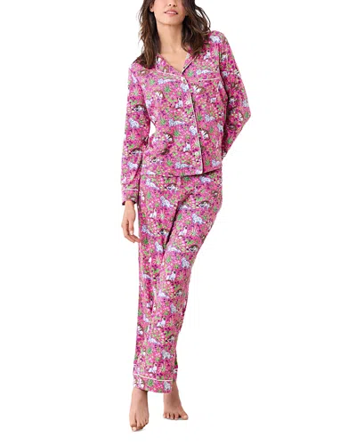 Printfresh Must Love Cats Knit Long Pajama Set In Pink