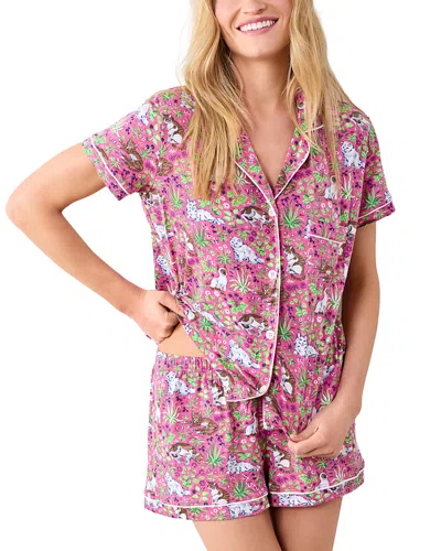 Printfresh Must Love Cats Knit Short Pajama Set In Animal Print