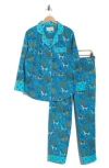 Printfresh Organic Cotton Poplin Long Pajamas In Blue