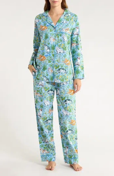 Printfresh Organic Cotton Poplin Long Pajamas In Green
