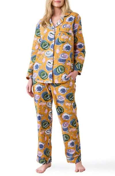 Printfresh Organic Cotton Poplin Pajamas In Goldenrod