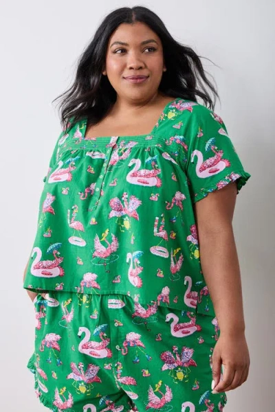 Printfresh Pintuck Short Set In Green