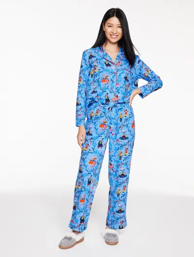 Printfresh Poplin Long Sleep Set - Nutcracker Dreams - Vista Blue - Xl Talbots